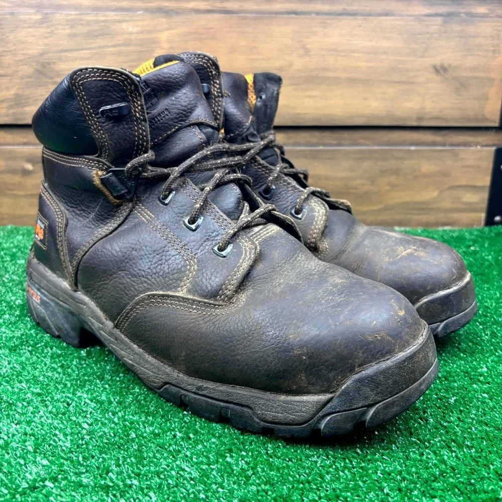 Timberland PRO Work Boot Mens 10.5M Dark Brown Waterproof Oil Resistant F2413-11